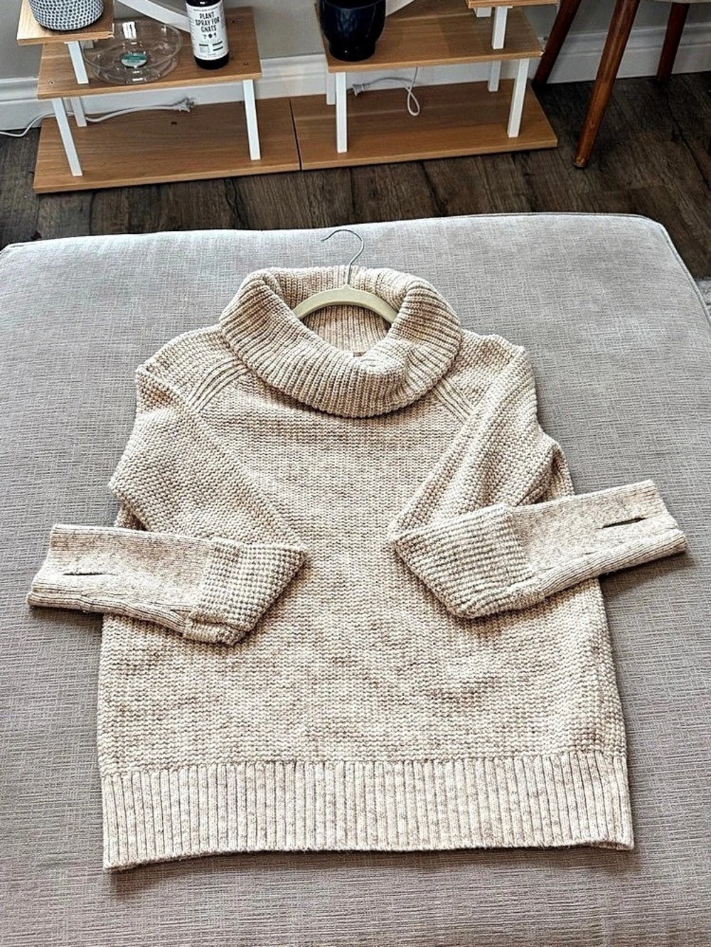 Market & Spruce Oatmeal Cowl Neck Sweater | Cozy Textured Knit | Thumb Holes!